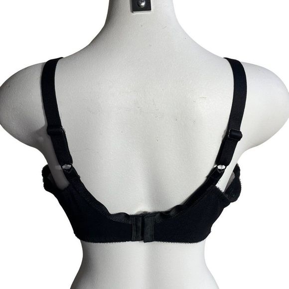 Wacoal Black and Beige Chantilly Lace Retro Chic Full-Busted Underwire Bra 36DDD - Picture 2 of 7